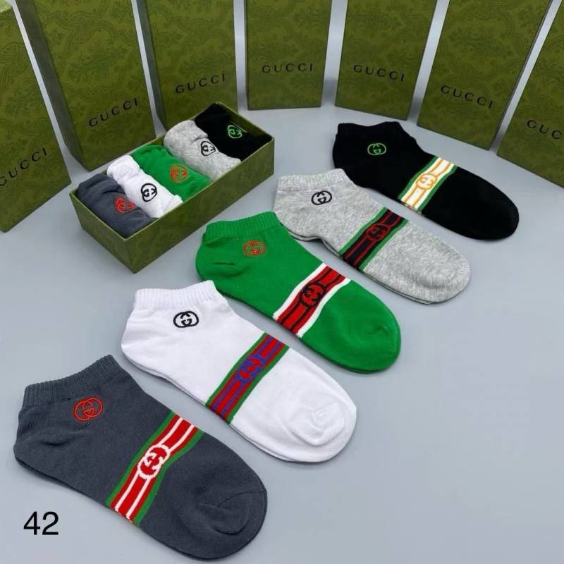 42 Guchi Premium Cotton Socks 5 Pairs with Og Box