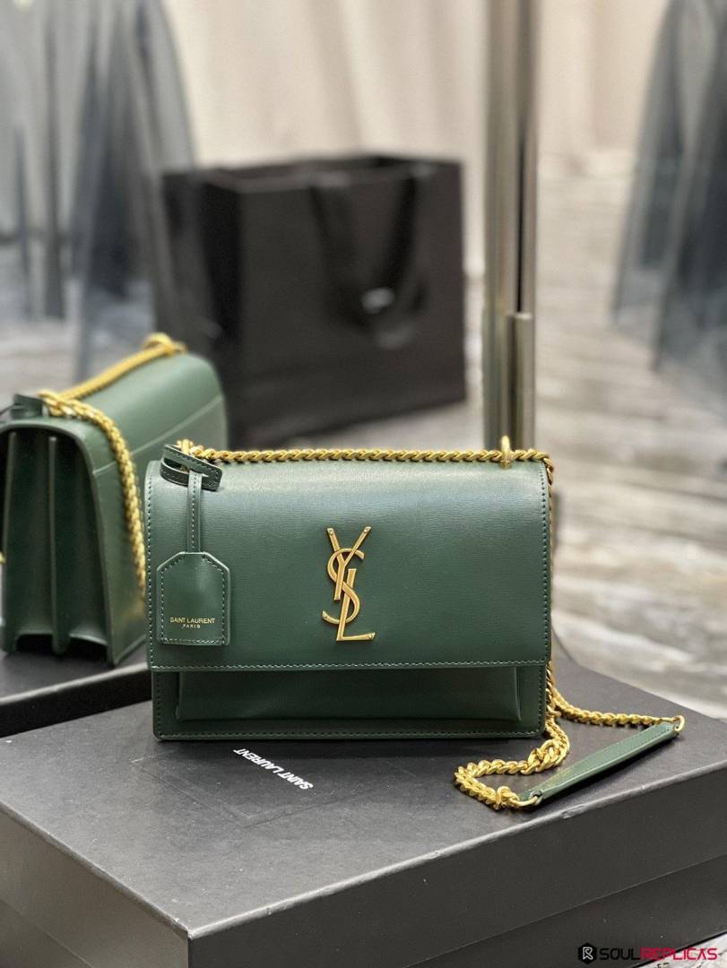 Ysl Sunset Green 2503 Shoulder Bag With OriginalBox & DustCover