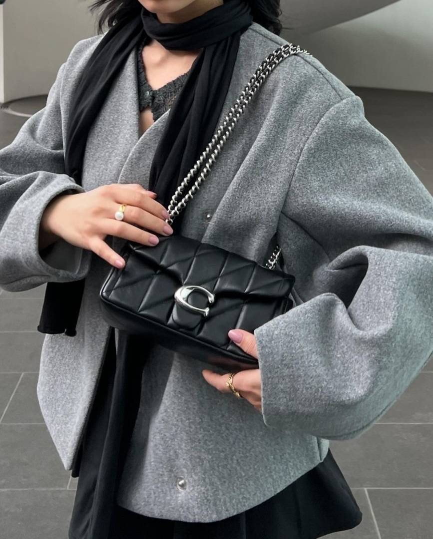 Coach_Tabby_20_Quilted_Black-Silver_ShoulderBag_With_OriginalBox_DustCover
