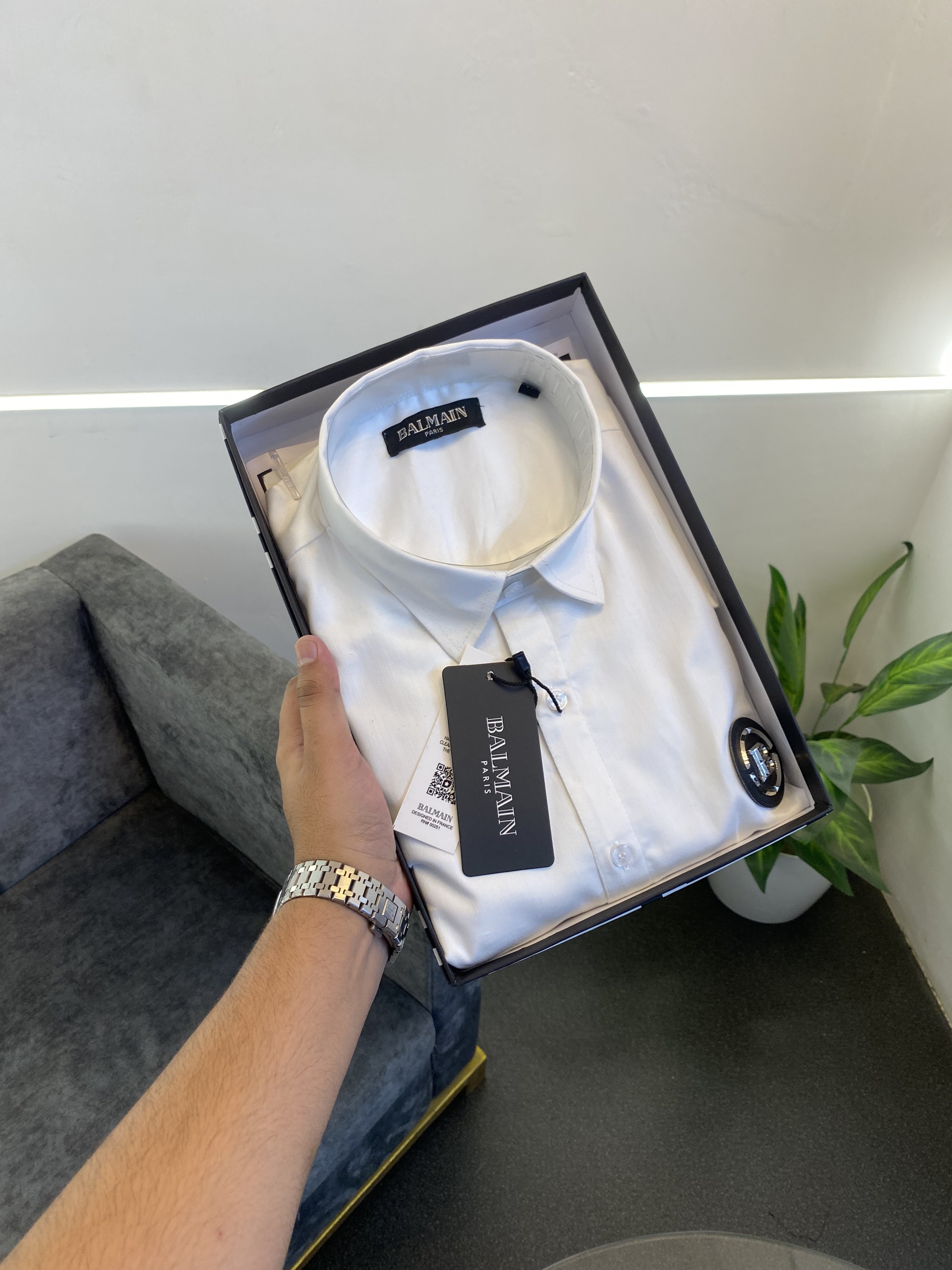 Balman steel chest and sleeves logo half sleeves imported shirt white