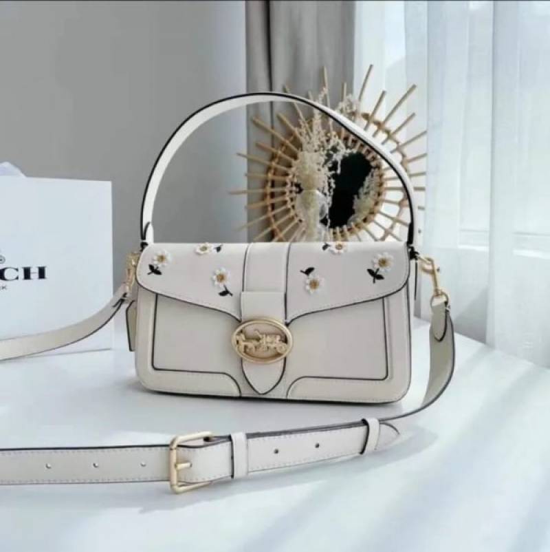 Coaach Georgie Signature Shoulder Bag With OG Box & Dust Bag (White - 535)