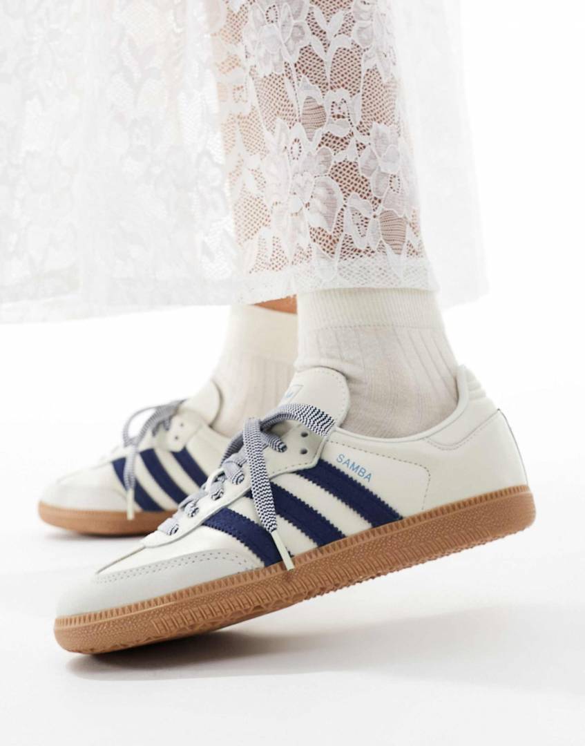 Adiddas Samba White Blue Leather