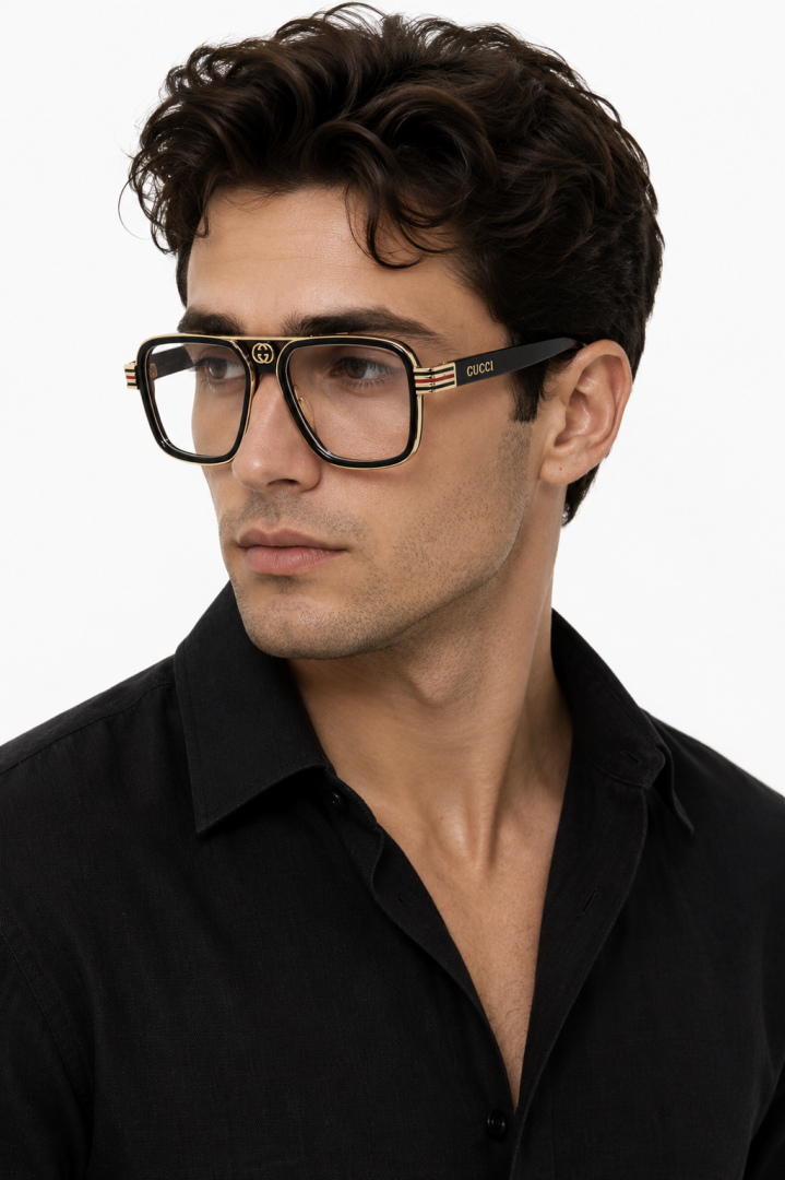 Gucc 1295 Gold Black Frame