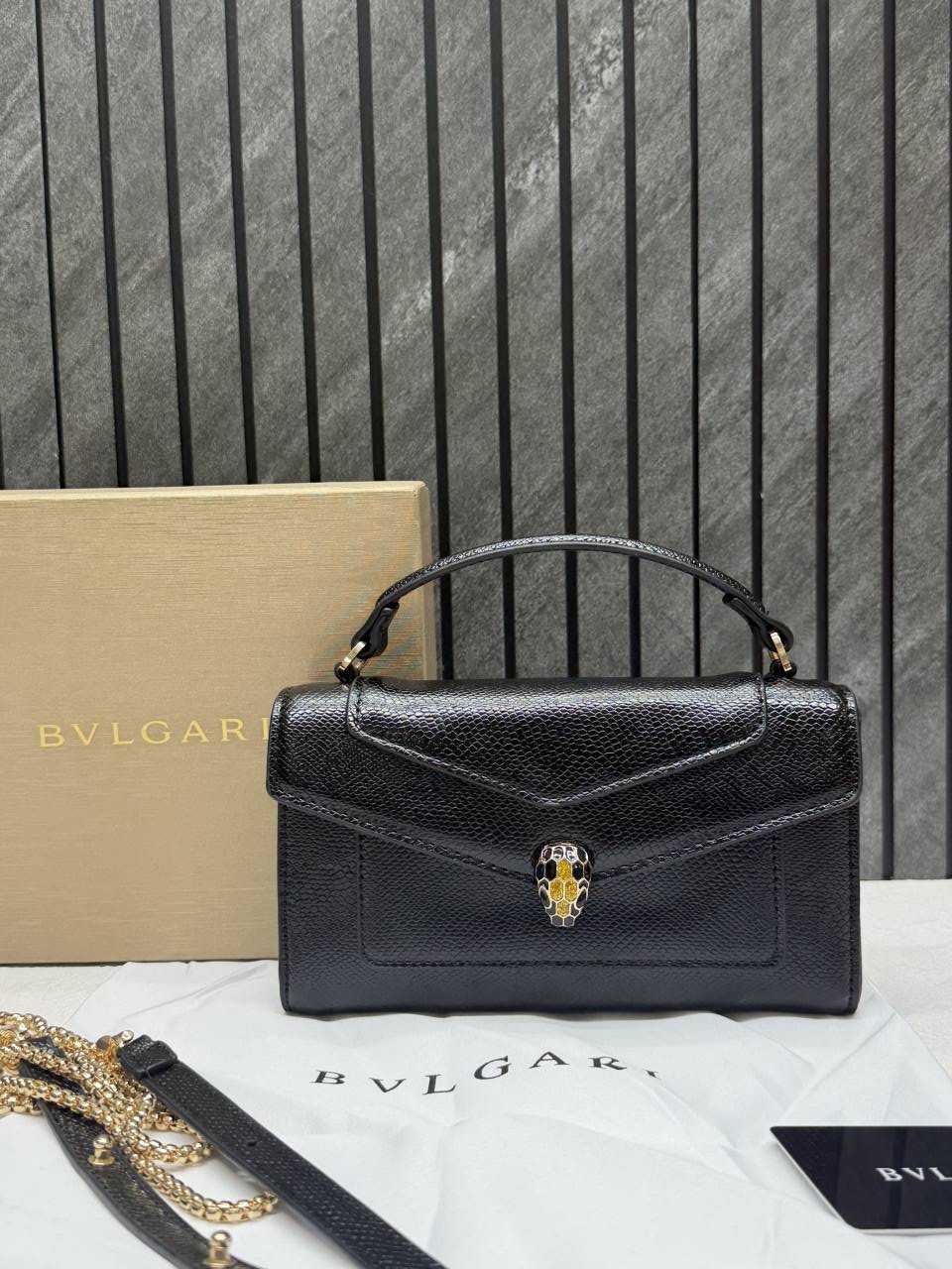 Bvlgari Serpenti Forever Phone Case Crossbody Bag With Top Handle Original Box Packing