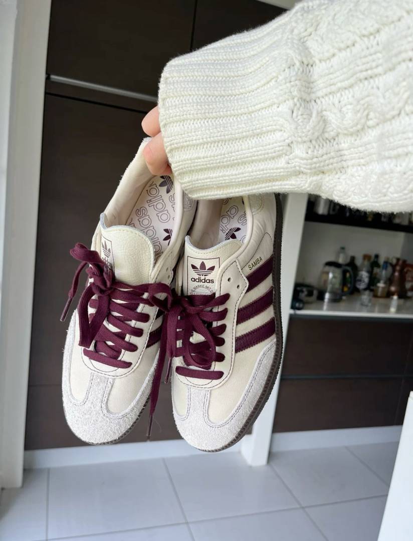 Adiddas Samba Wonder White Maroon Women Leather Quality FIX