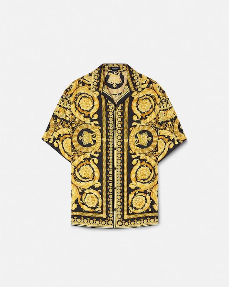 Versace Borroco Gold Black imported Half Sleeves Shirt