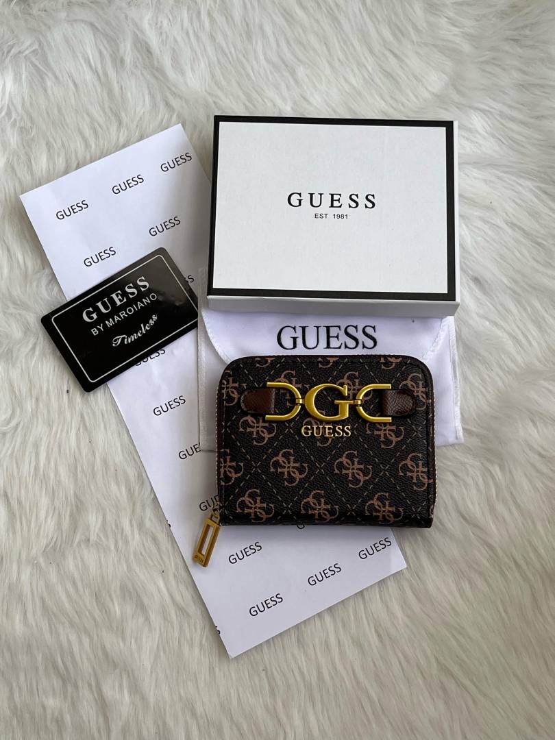 Guess 001 Coffee Mini Wallet With Original Box Dust Cover Card Premium Packaging