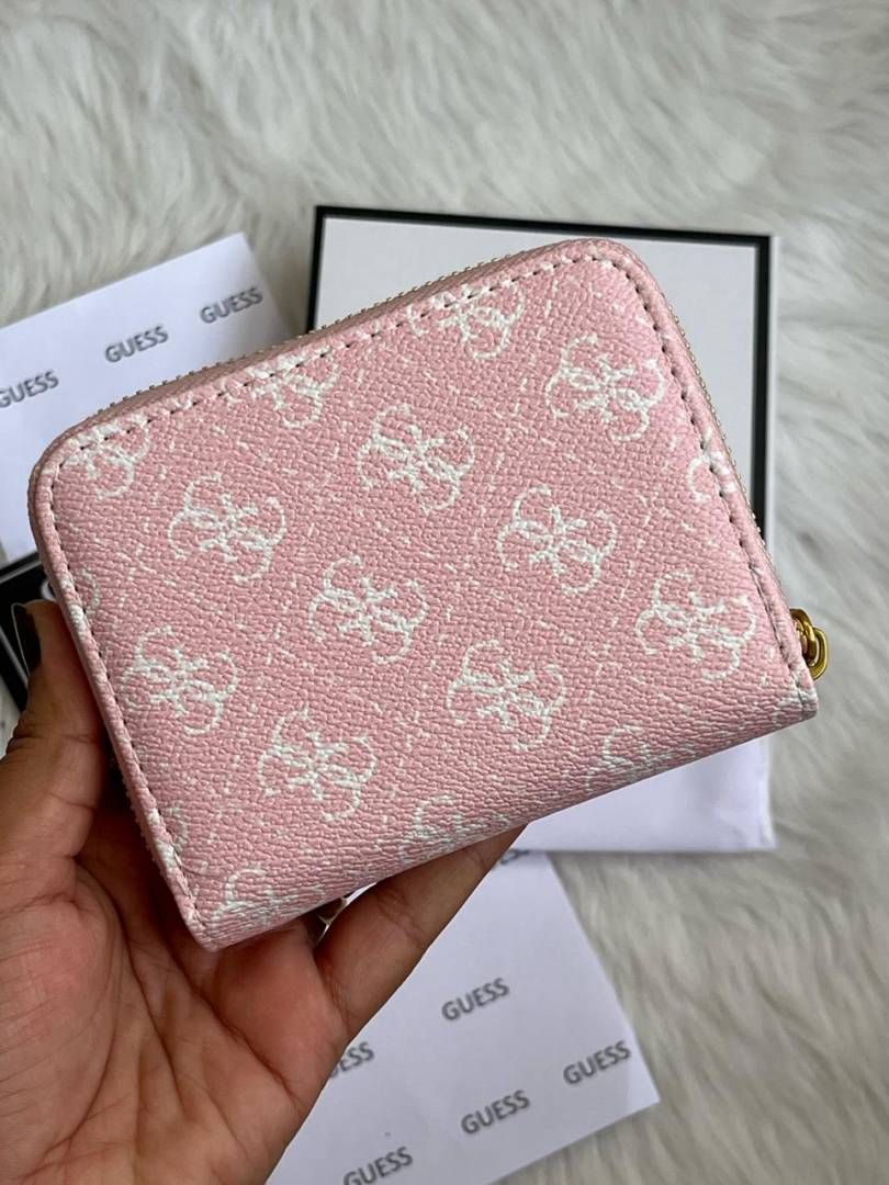 Guess 001 Light Pink Mini Wallet With Original Box Dust Cover Card Premium Packaging
