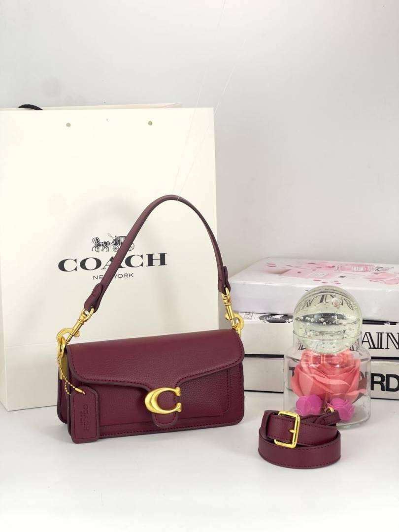 Coaach Tabby 26 Exclusive Quality Shoulder Bag With OG Box & Dust Bag & 2 Belts (Wine - 1205)