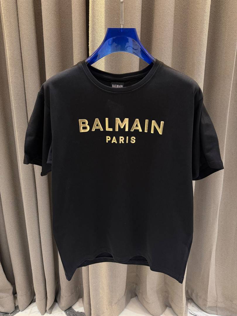 Balmai Middle Brand Print Round Neck T-shirt Black