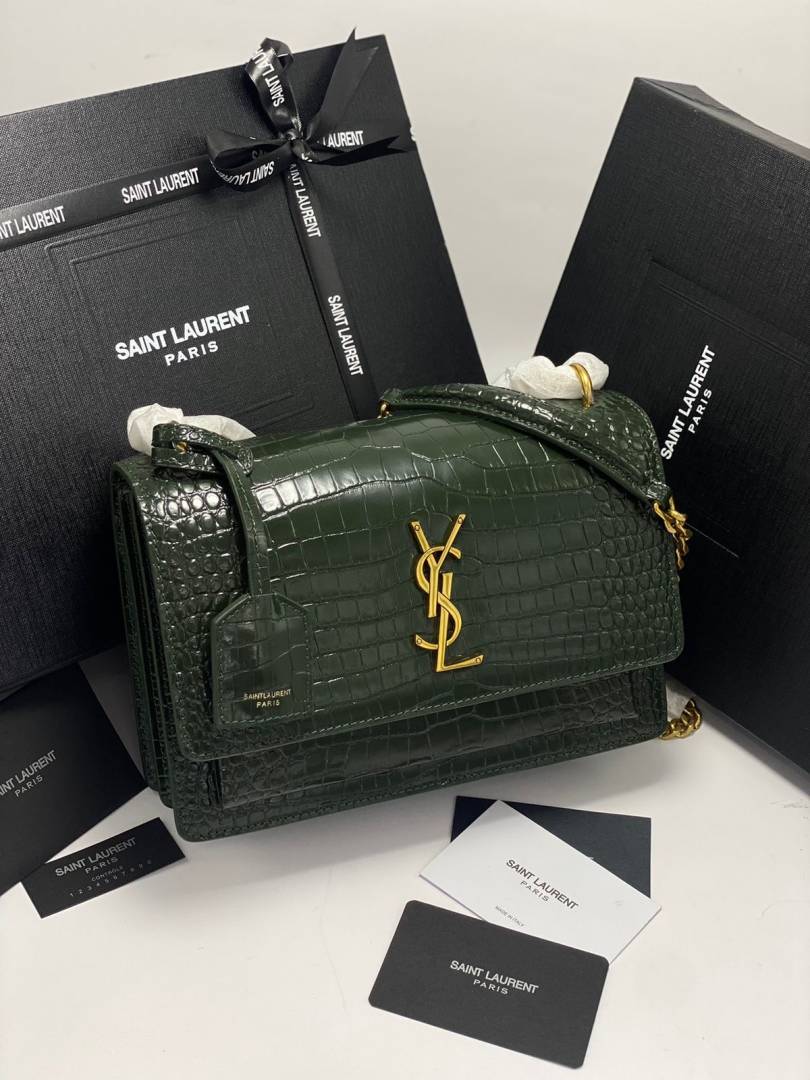 Ysl sunset Crocodile Skin 2504 Shoulder Bag With Original Box & DustCover