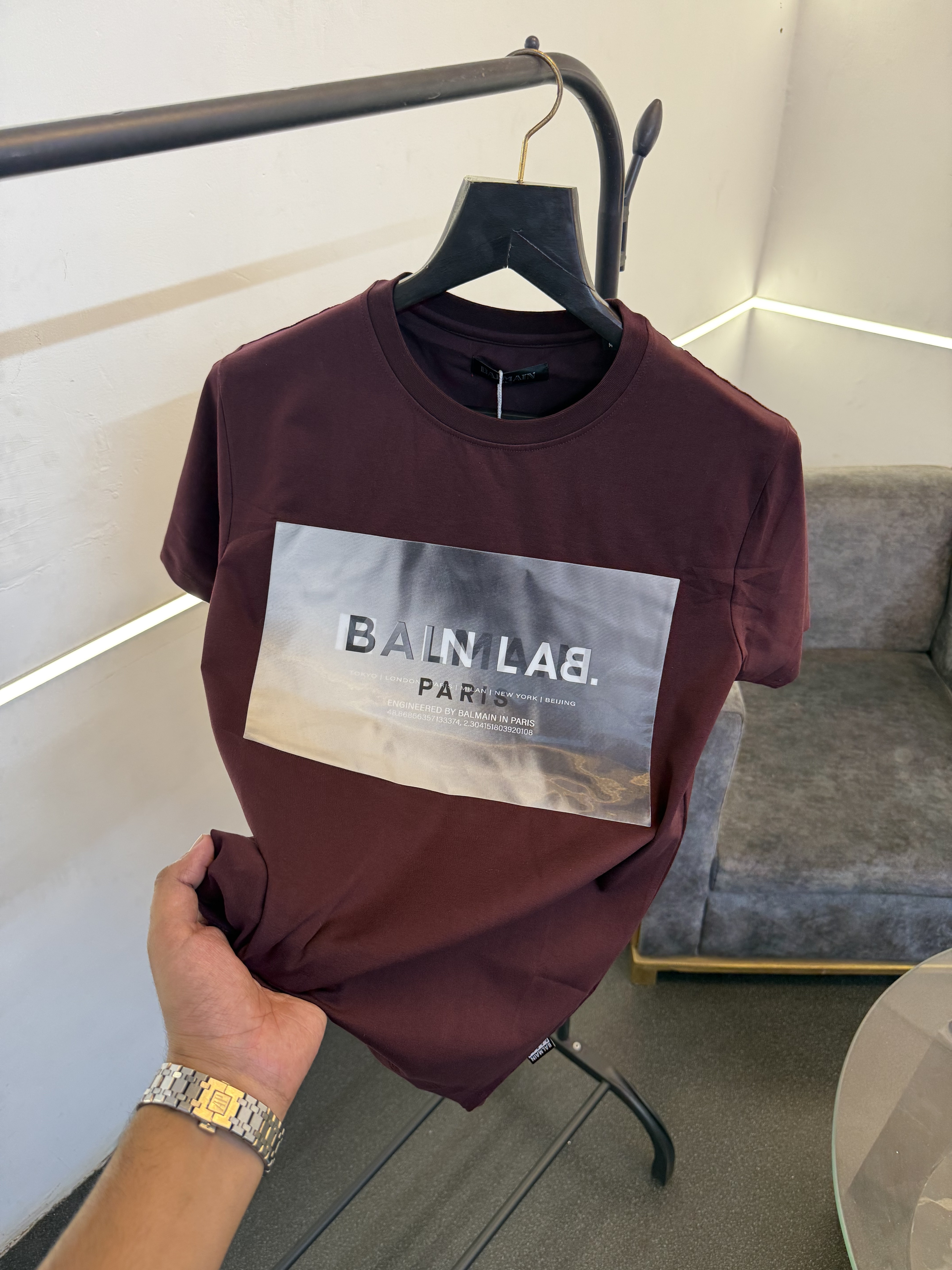 Balman Turkey imported round neck 3d print patch tshirt wine sale