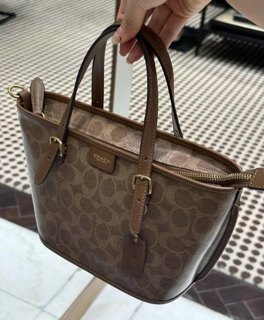 Coacch Taxi 21 Apricot Brown SmallTote With OriginalBox DustCover