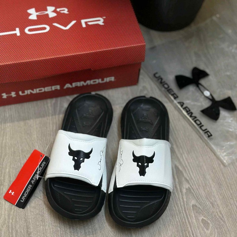 Under Armor Project Rock 3 White Black Flip-Flop