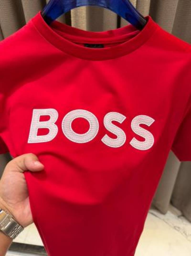 Boss Middle Brand Logo Round Neck T-shirt Red