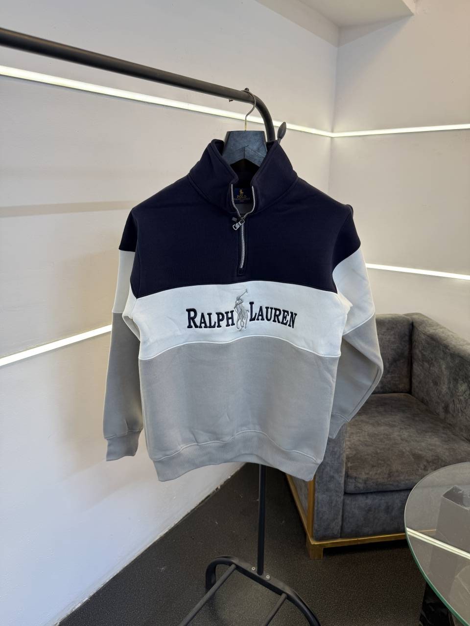 Ralf lauren imported half zip sweatshirt navy grey
