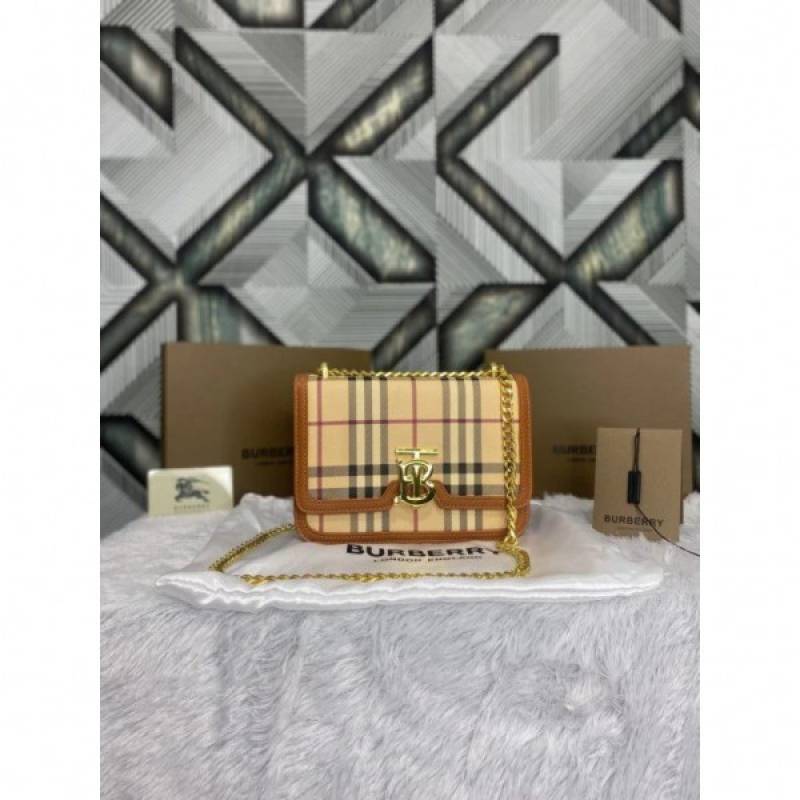 Burbberry TB Monogram Quilted Shoulder Bag With OG Box & Dust Bag (Cheks - 348)