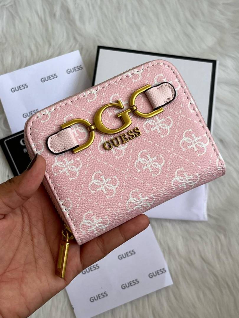 Guess 001 Light Pink Mini Wallet With Original Box Dust Cover Card Premium Packaging