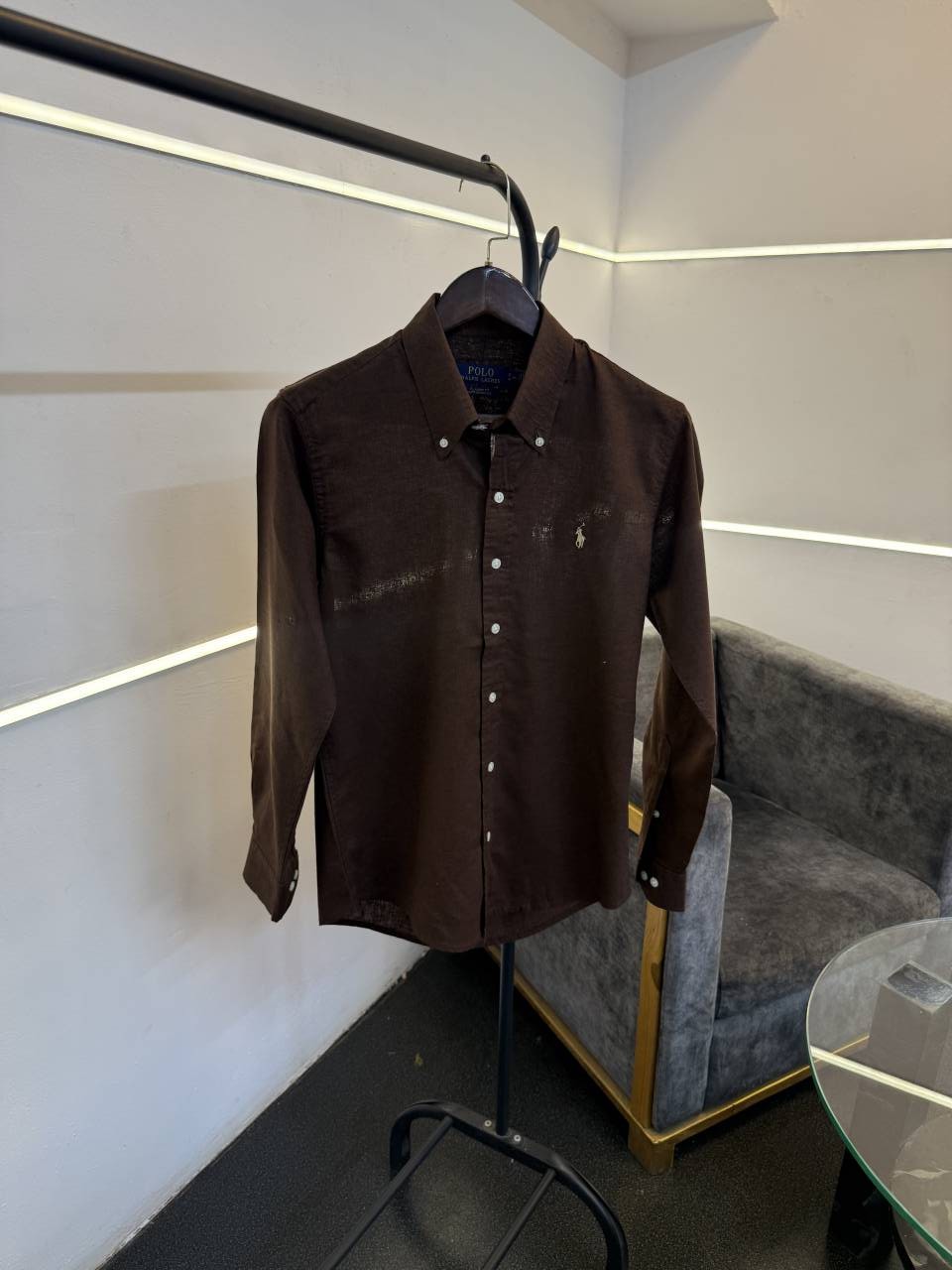 Ralph lauren linen imported shirt brown