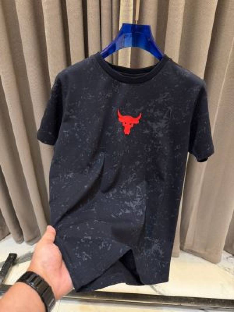 Ua Middle Brand Logo Round Neck T-shirt Black