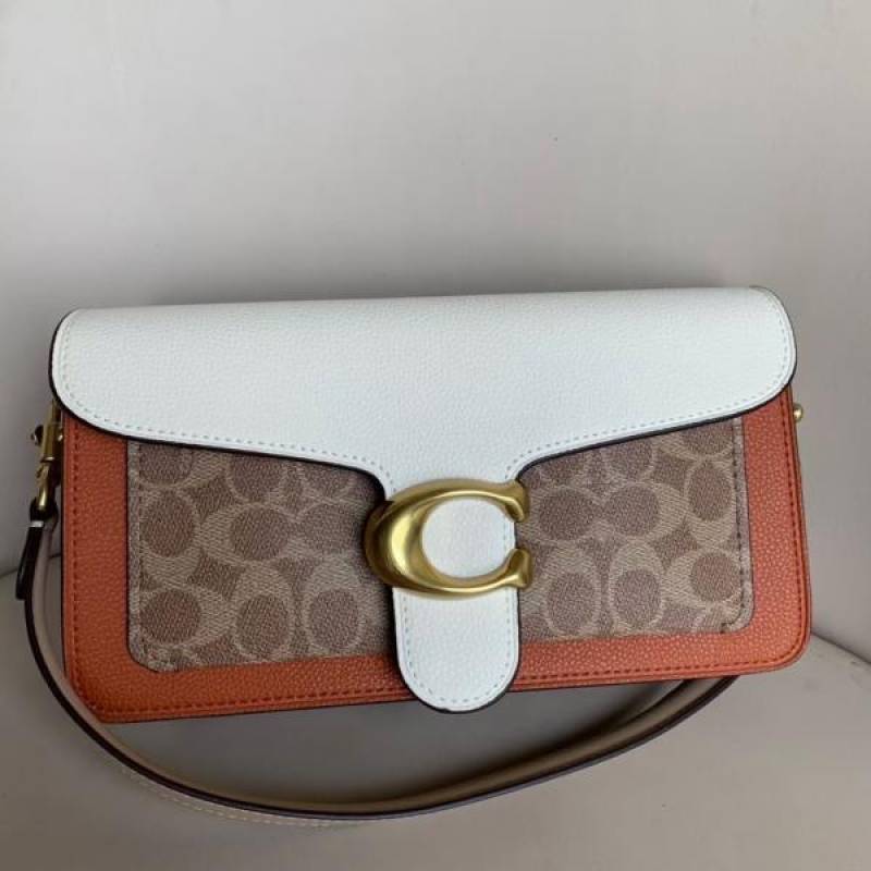 Coacch Tabby 26 Brown White mono Shoulder Crossbody Bag With Original Box 2 Belt (Short Long)