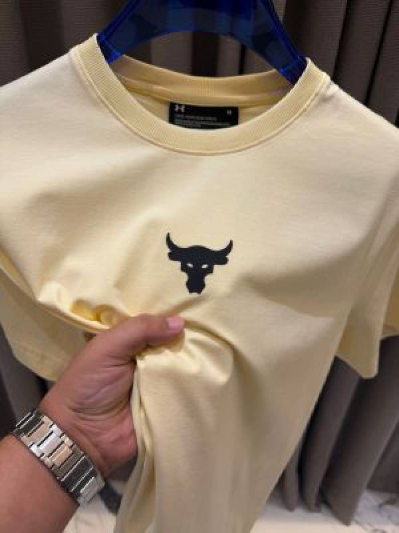Under Armor Middle Brand Logo Round Neck T-shirt Cream