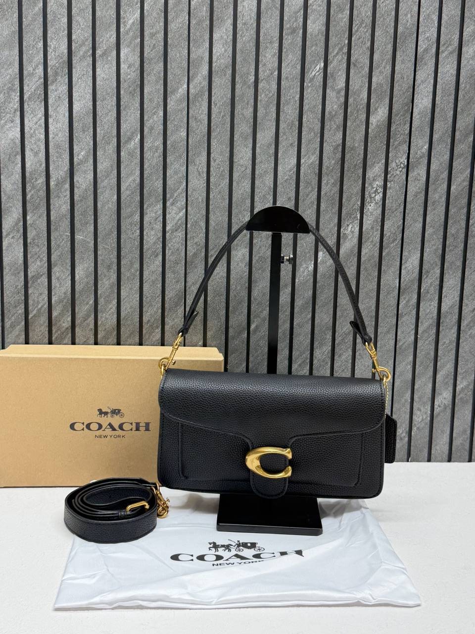Coacch Tabby 26 Black Shoulder Crossbody Bag With Original Box 2 Belt (Short Long)