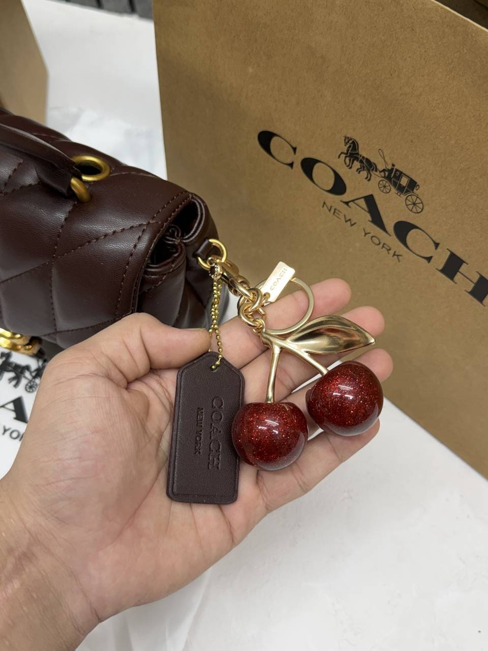 Coacch 9922 Tabby Top Handle Bag With Cherry Charm Original Box DustCover & CarryBag
