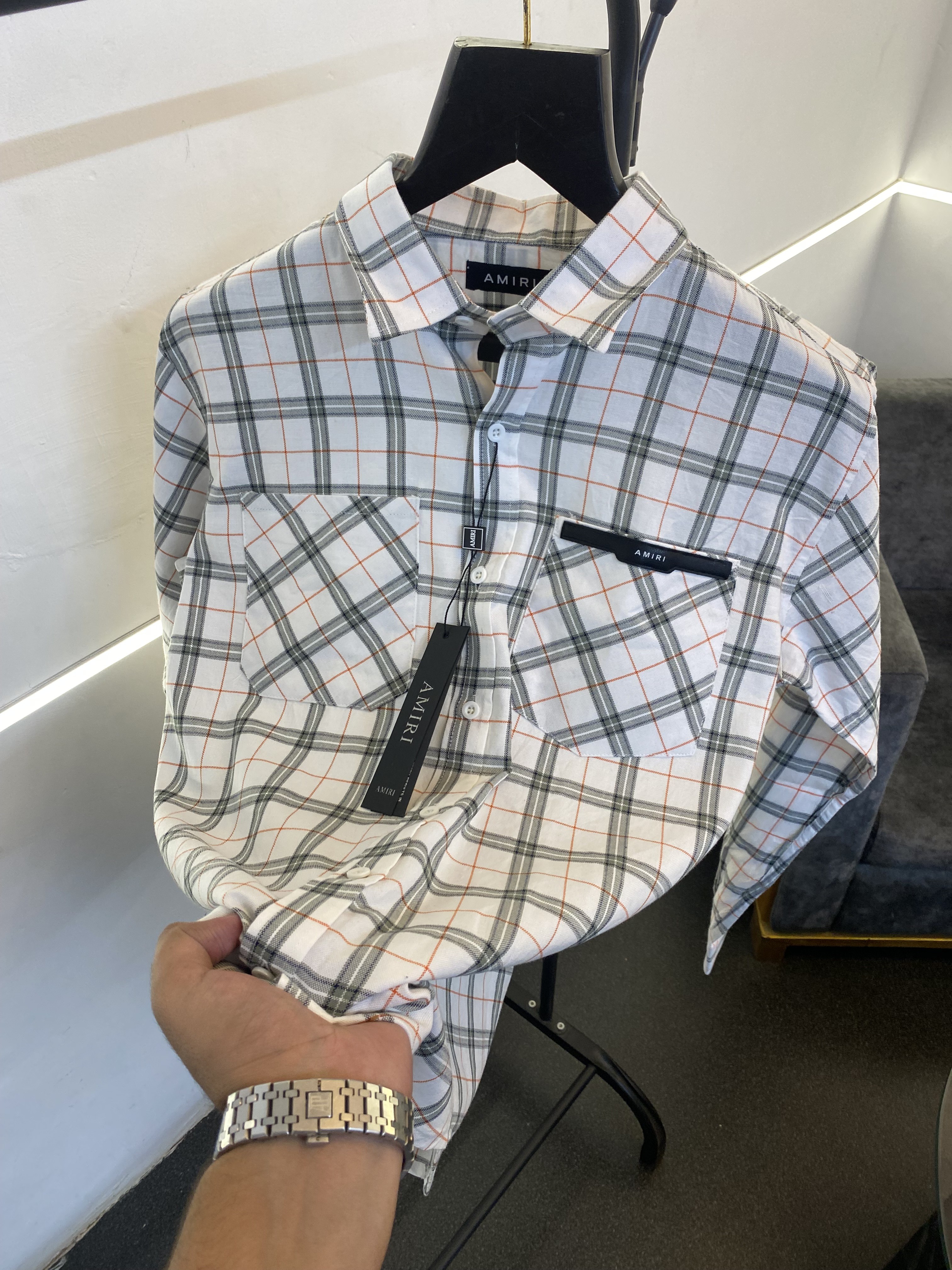 Ameeri style 3 checks imported box packing shirt white sale