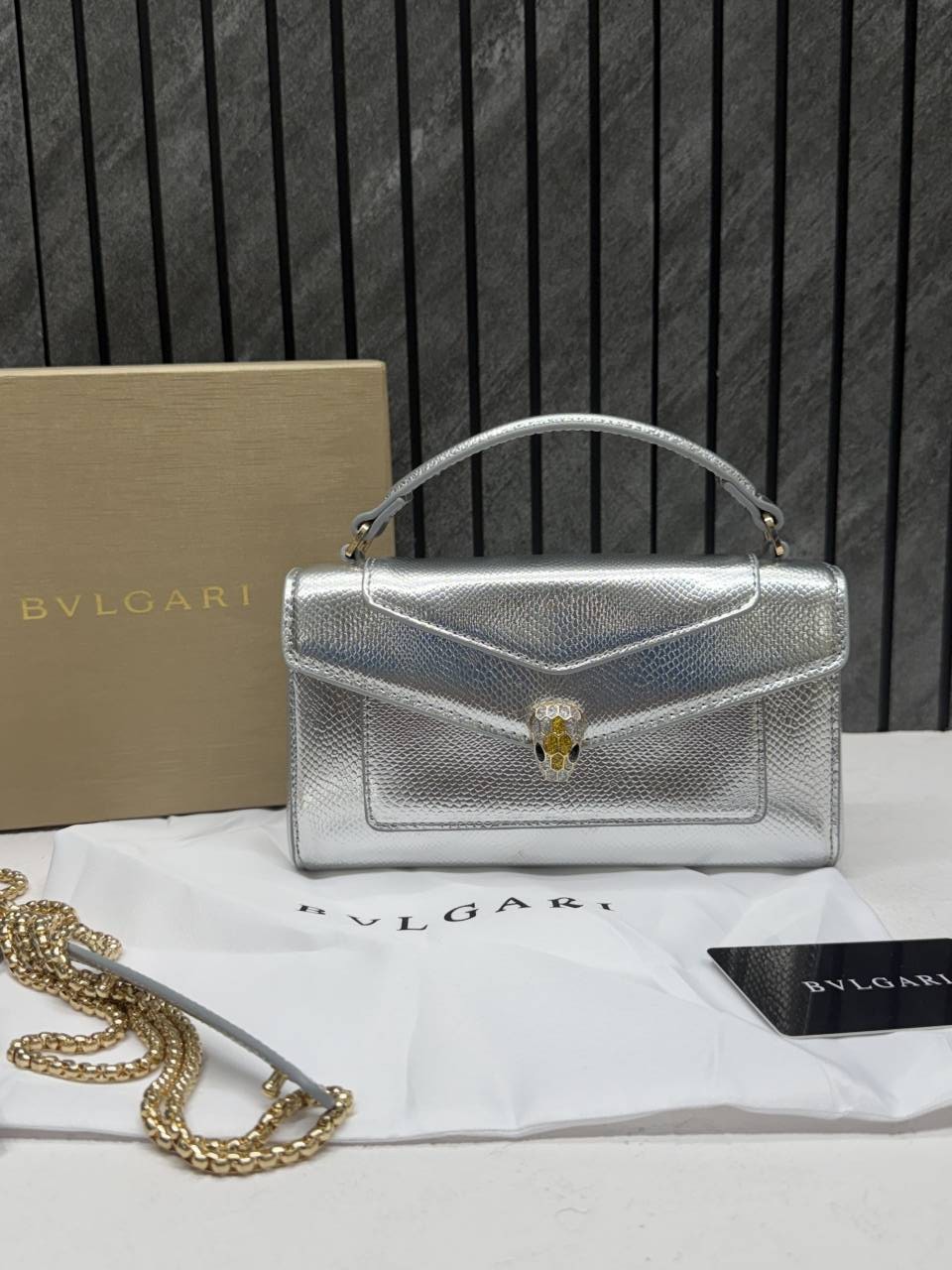 Bvlgari Serpenti Forever Phone Case Crossbody Bag With Top Handle Original Box Packing