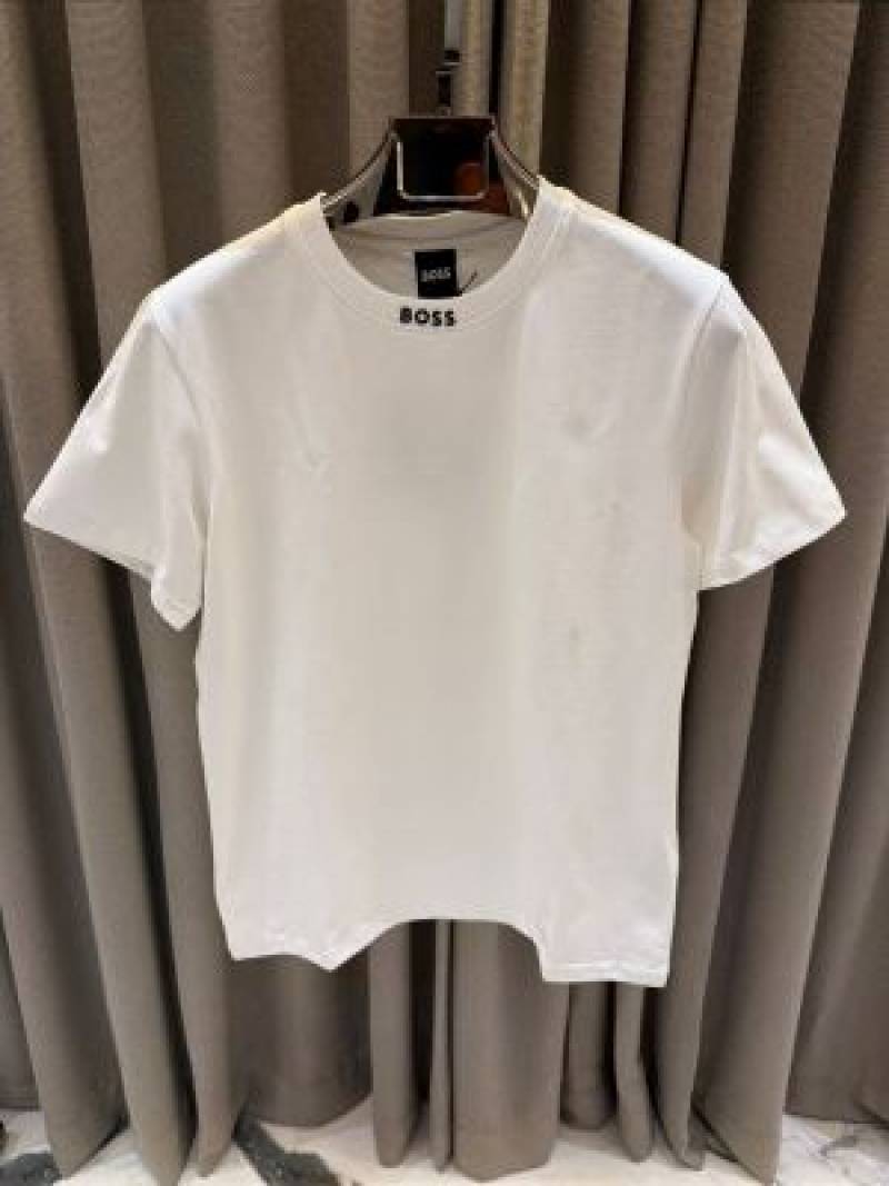 Boss Chinese Collar Round Neck T-shirt White