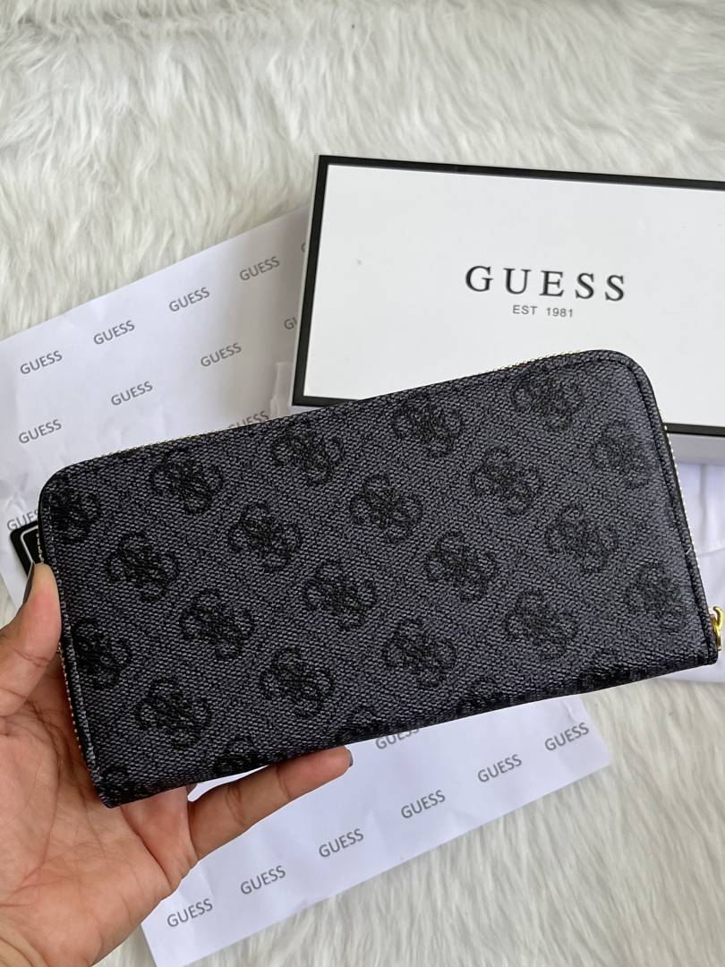 Guess 006 Gray Long Wallet With Original Box DustCover Card Packaging
