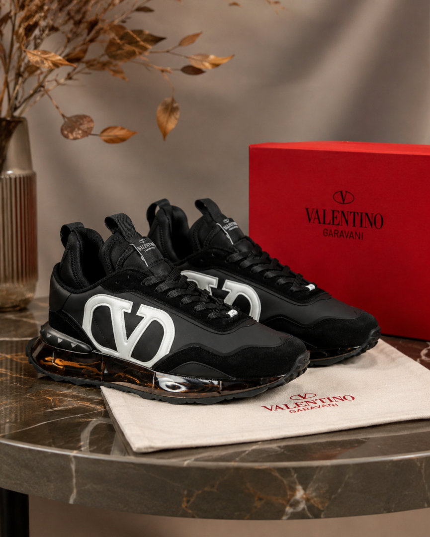 VALENTYNO GARAVANI BLACK SUEDE METALLIC GOLD