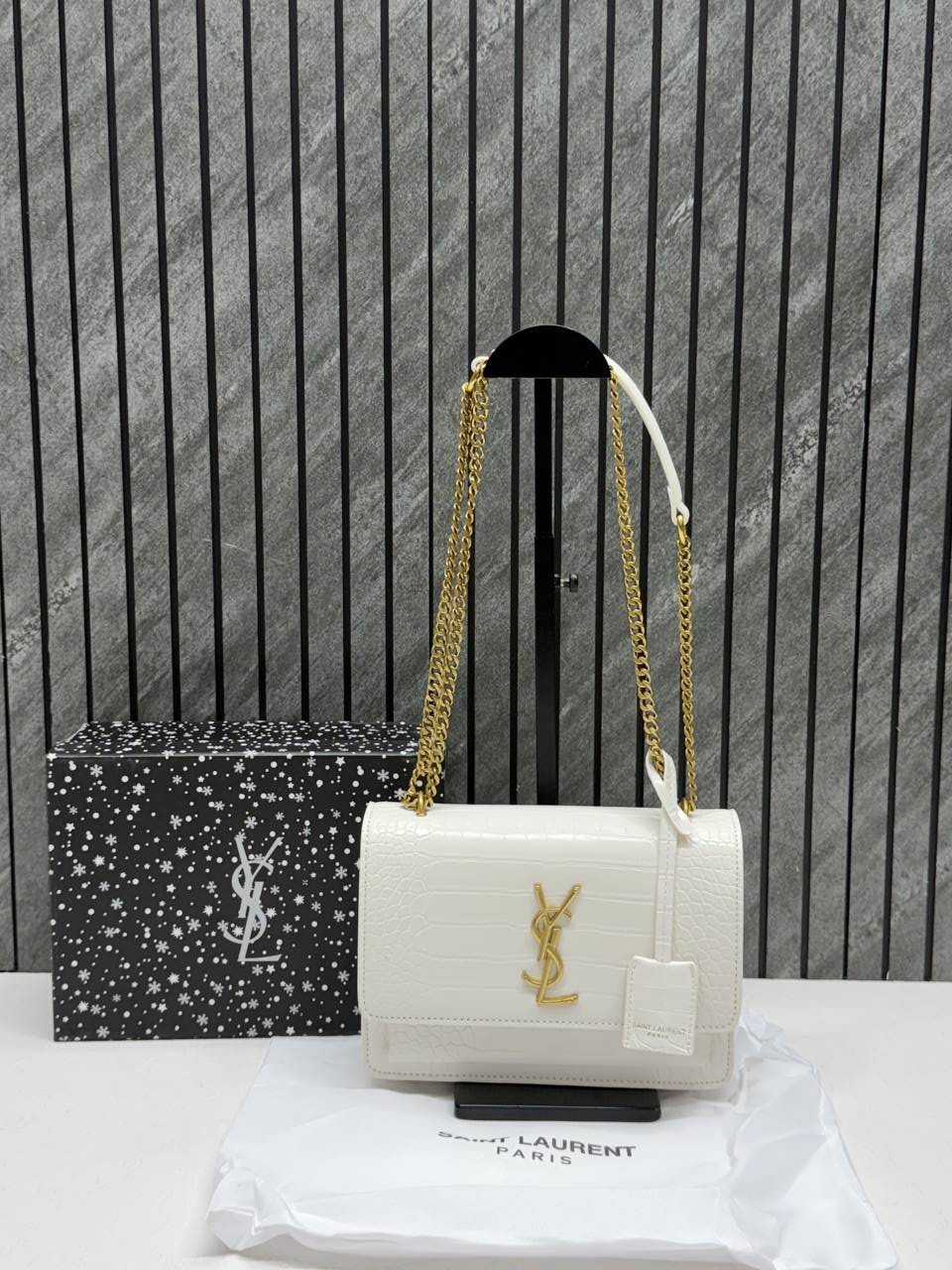 Ysl sunset Crocodile Skin 2504 Shoulder Bag With Original Box & DustCover