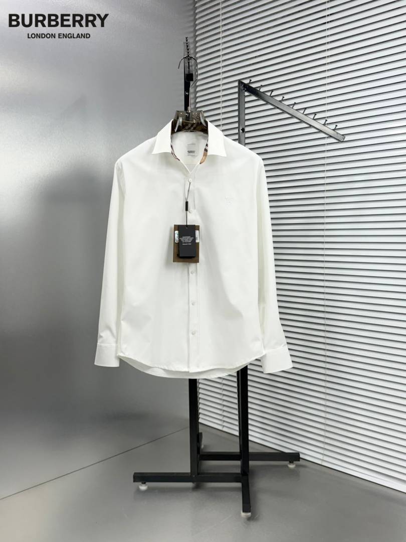 Burbery Chest Logo Full Sleeves Shirt White