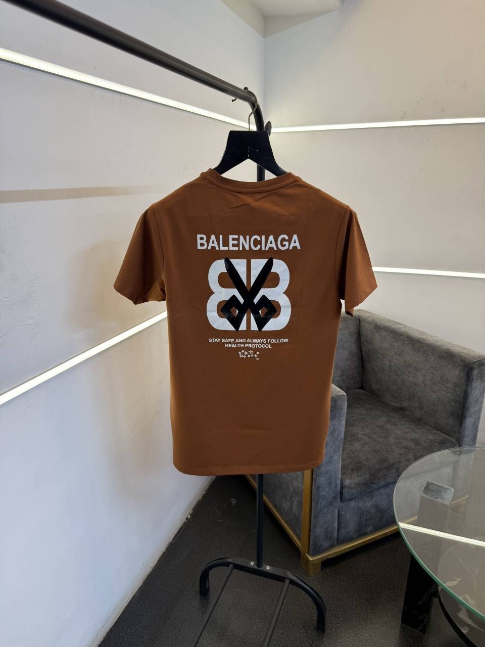 Balenciag a rust front and back print turkish imported round neck tshirt sale