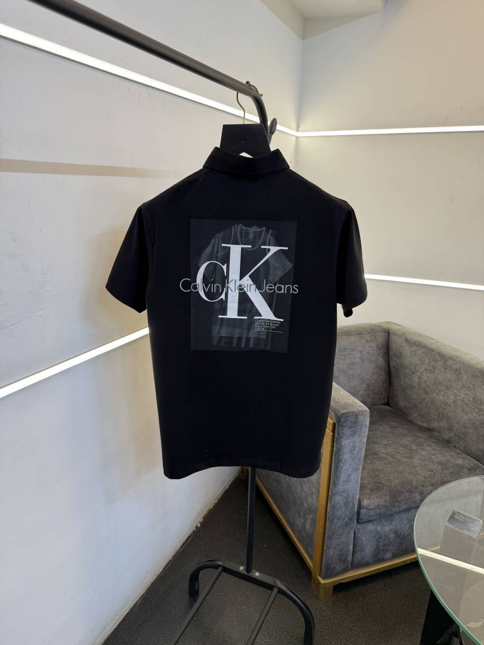 Calvin kline black front and back print turkish imported polo Tshirt