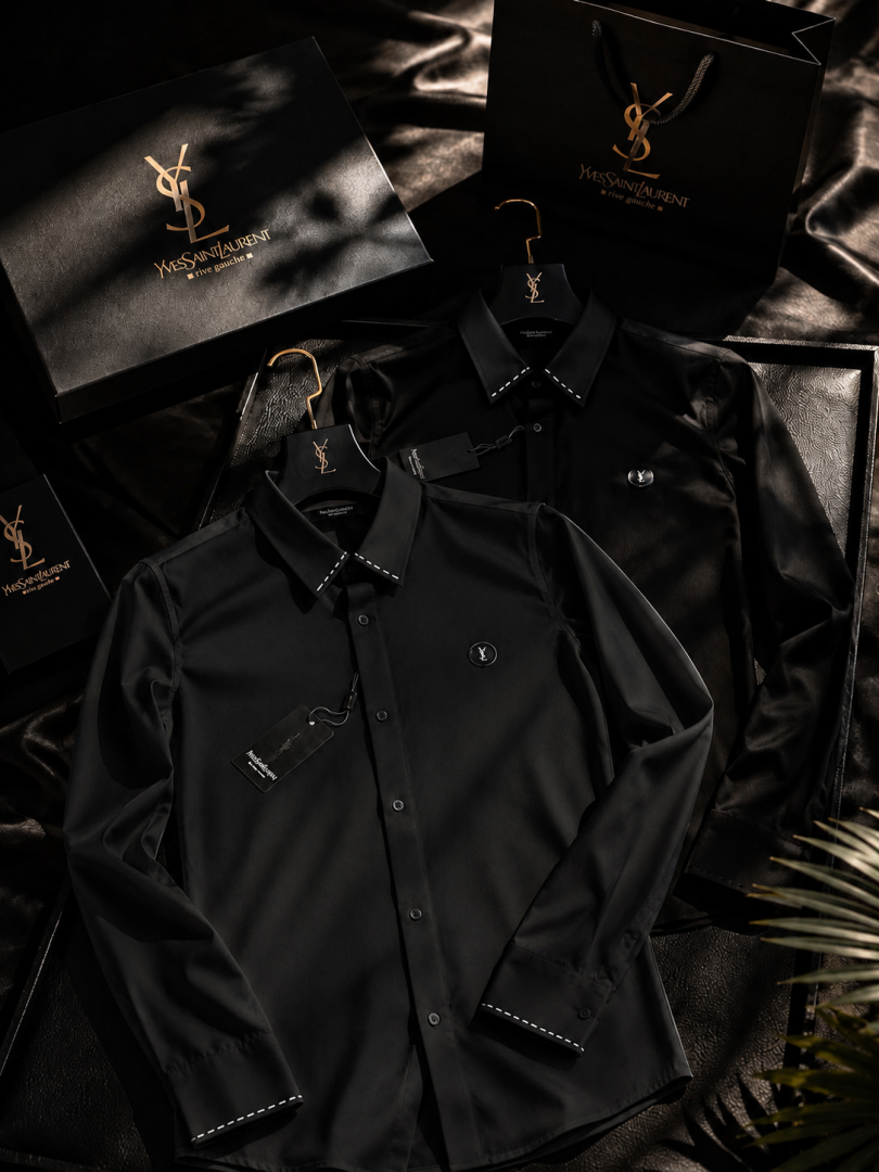YSL BLACK PREMIUM IMPORTED LINEN SHIRT
