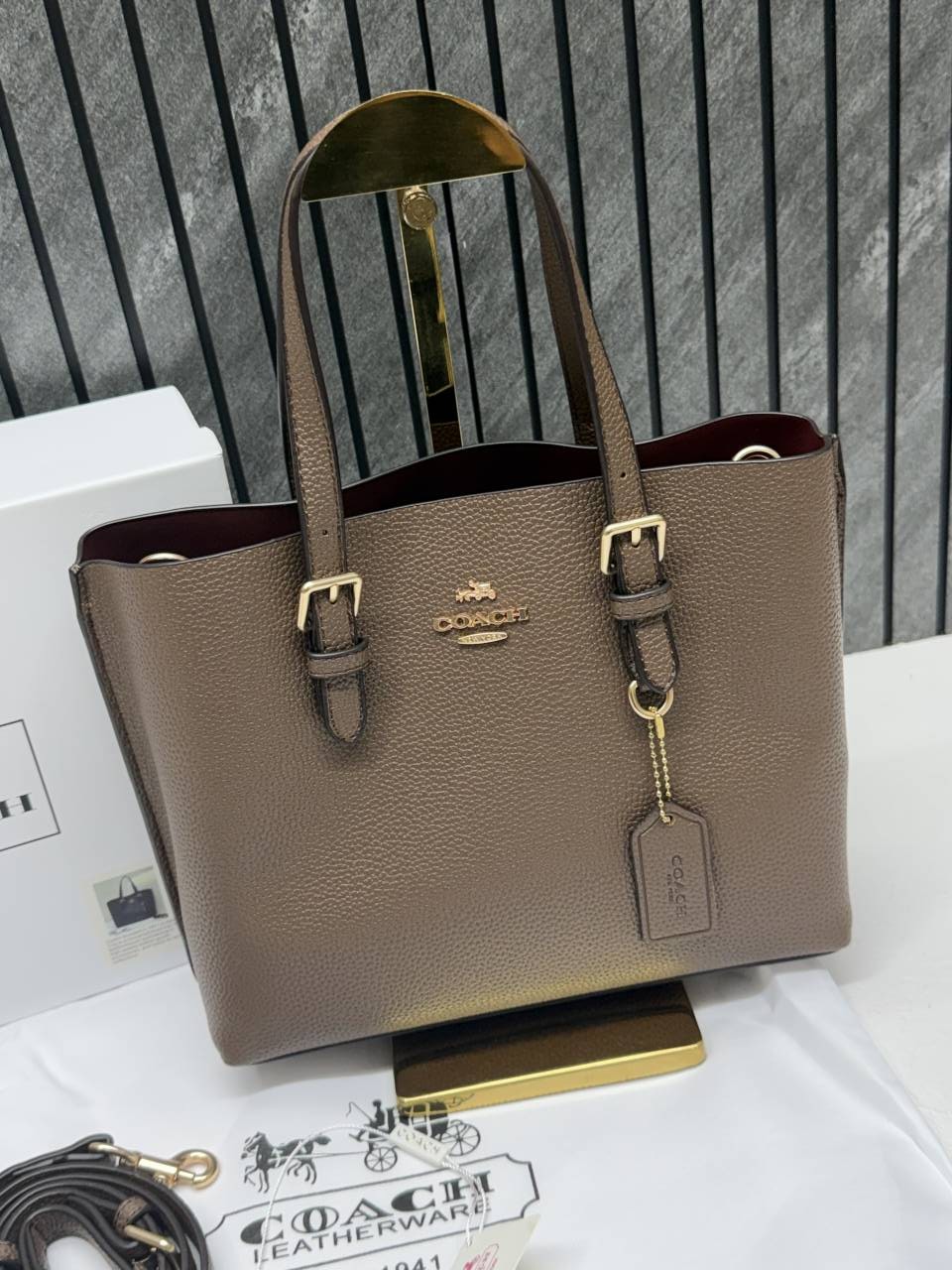 Coach_Mollie_25_SuperPremium_Mud_Small_Tote_With_OriginalBox_DustCover