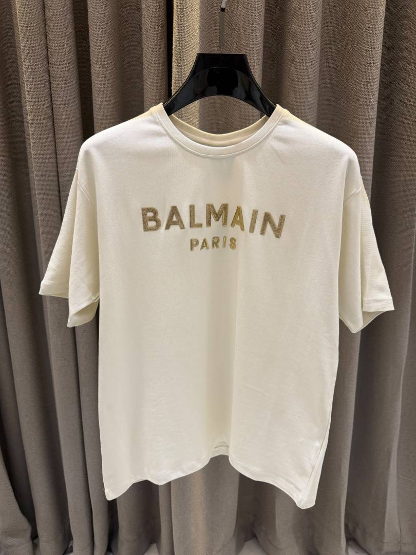 Balmai Middle Brand Print Round Neck T-shirt White