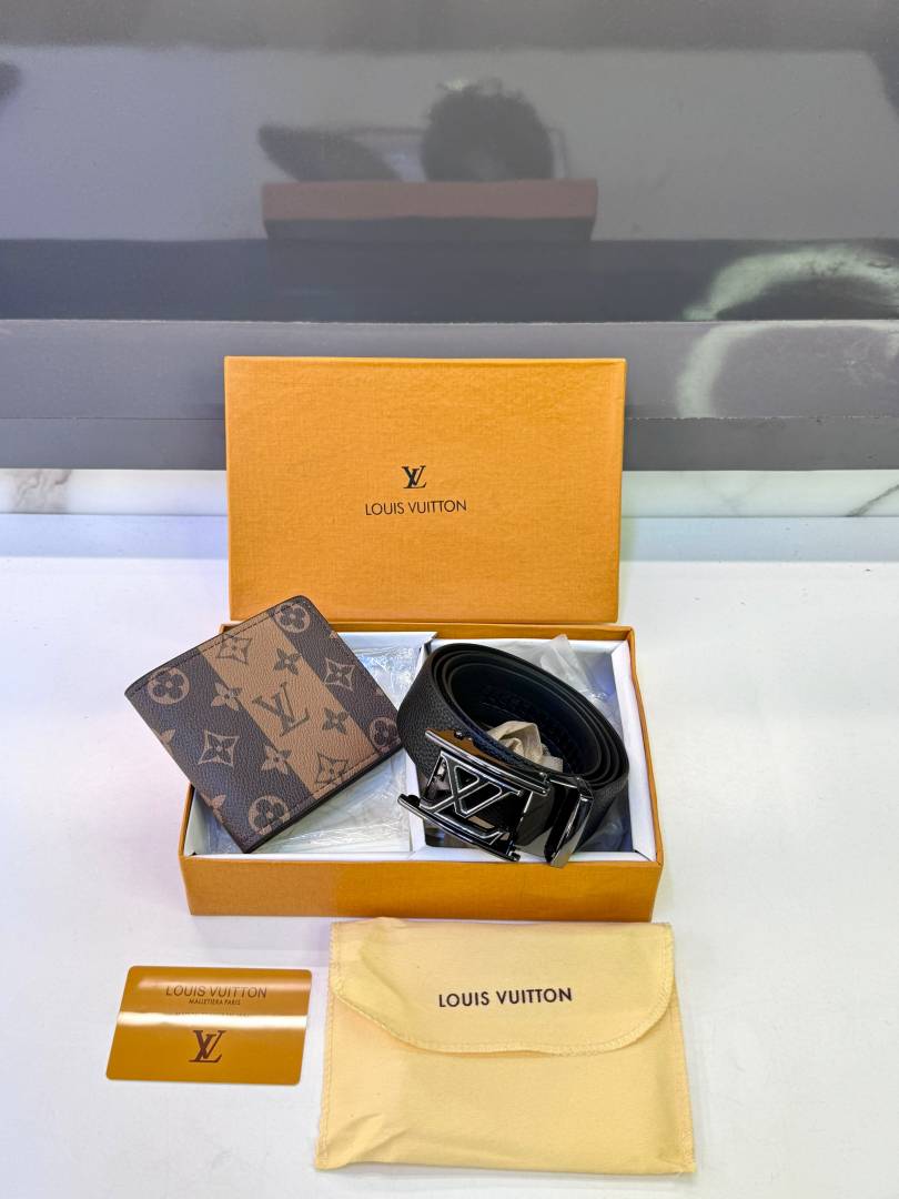 Lv_Loui_ Brown Belt & Wallet Combo Fa 1092
