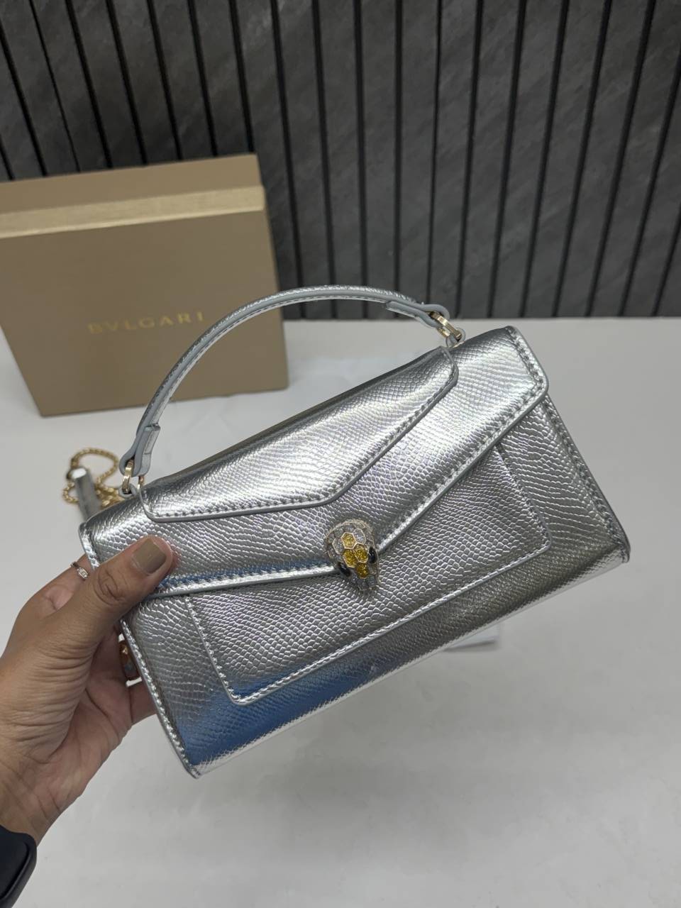 Bvlgari Serpenti Forever Phone Case Crossbody Bag With Top Handle Original Box Packing