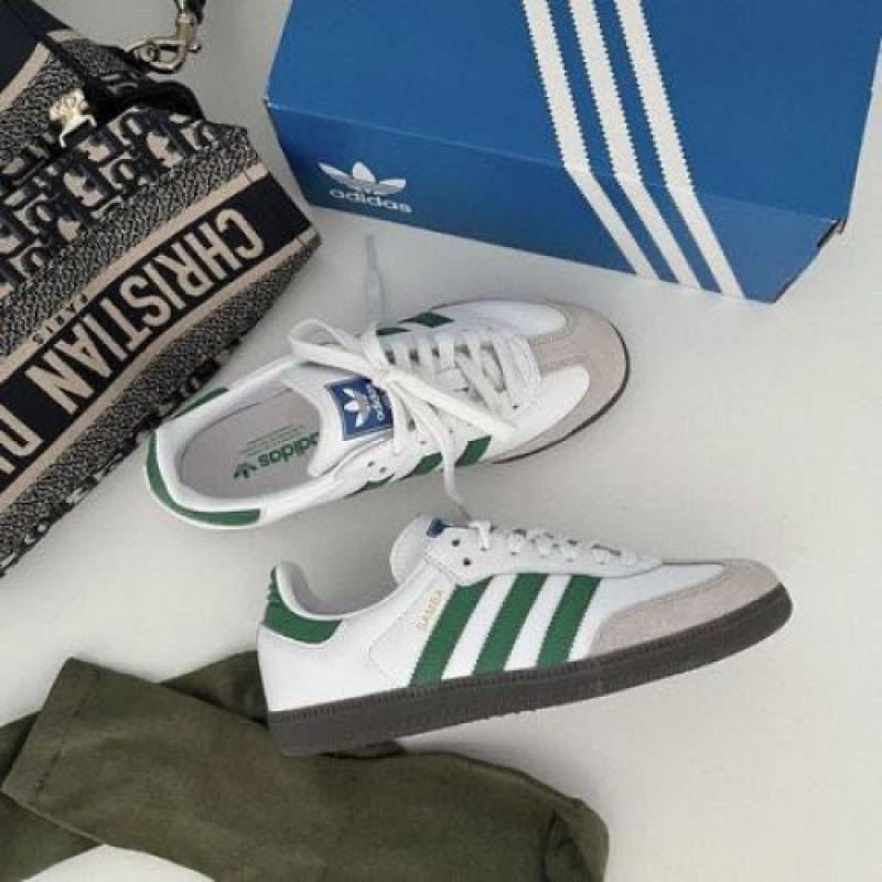 Adidas samba white Green sale