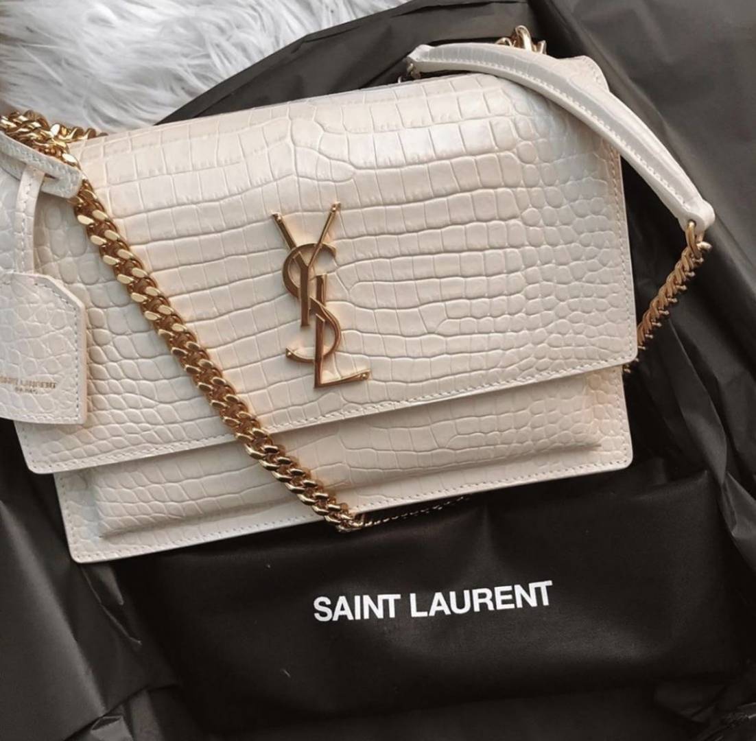 Ysl sunset Crocodile Skin 2504 Shoulder Bag With Original Box & DustCover