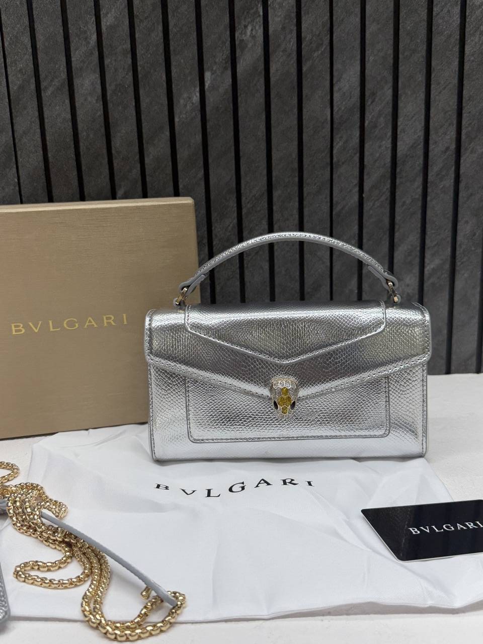 Bvlgari Serpenti Forever Phone Case Crossbody Bag With Top Handle Original Box Packing