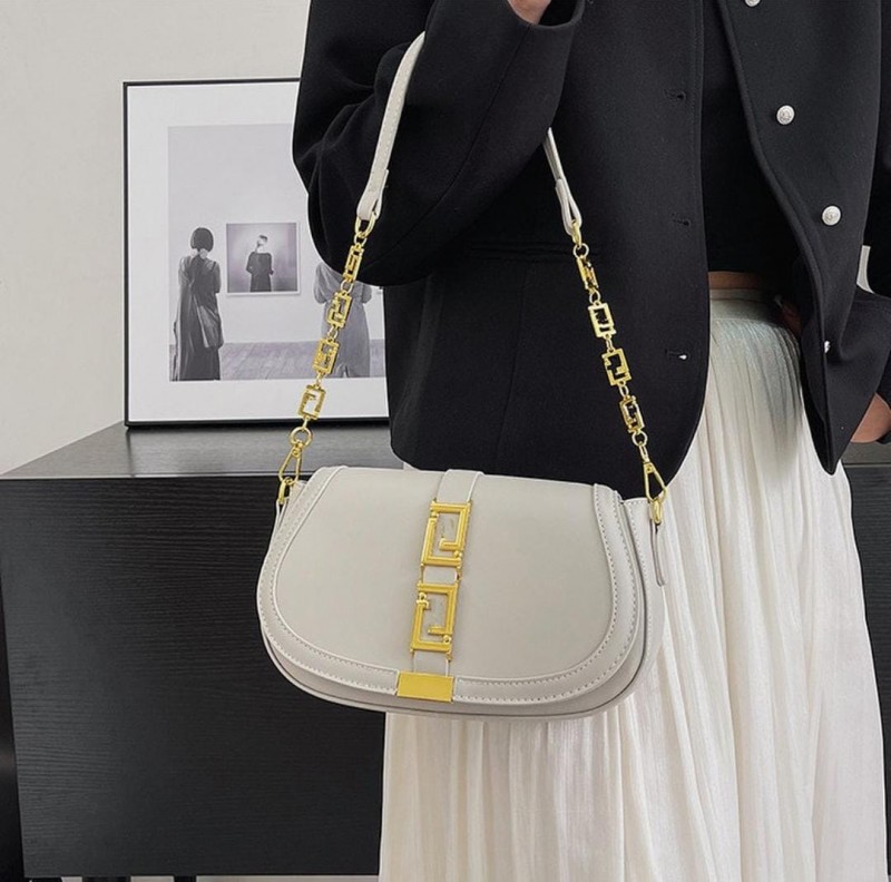 Versace Greca Goddess Shoulder Bag With OG Box & Dust Bag (White - 676)