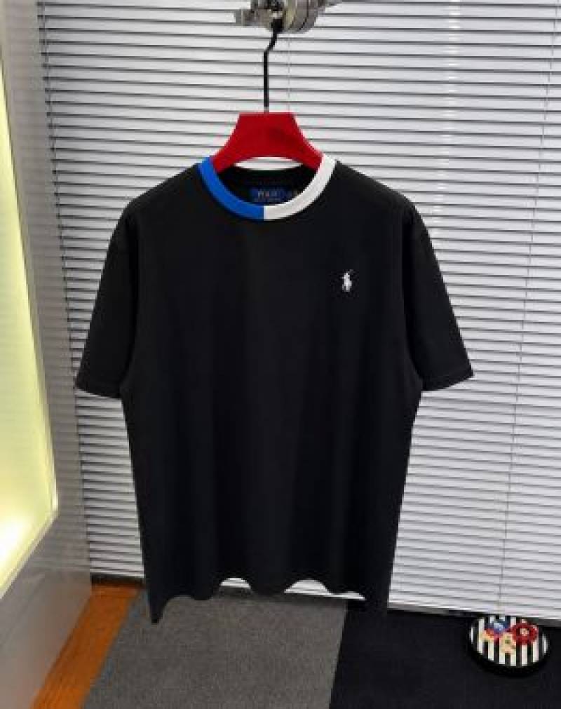 Ralp Lauren Chest Logo Round Neck T-shirt Black