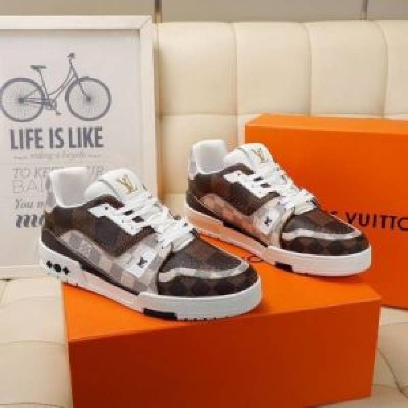 vuitto nn lv Trainer sneaker checkered brown with full kit