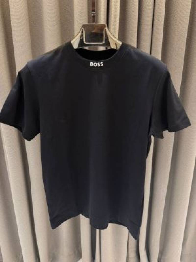 Boss Chinese Collar Round Neck T-shirt Black