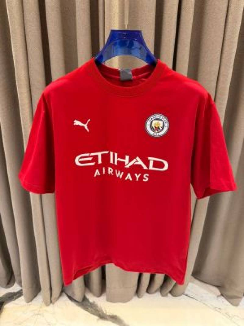 Pum_Mancity Logo Round Neck T shirt Red